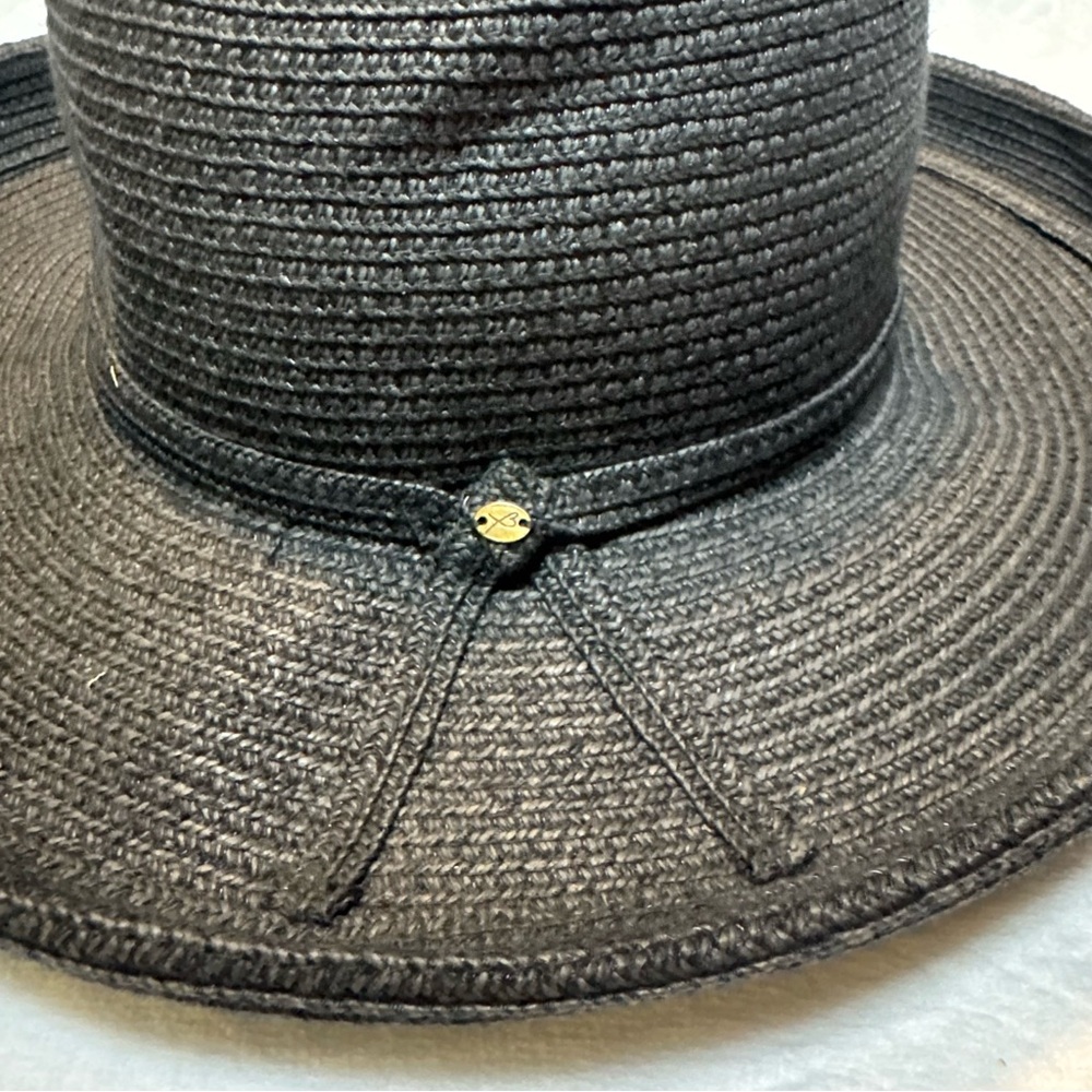 Betmar New York Vintage Black Rolled Brim Straw Sun Hat Resort Wear Retro - Picture 3 of 9